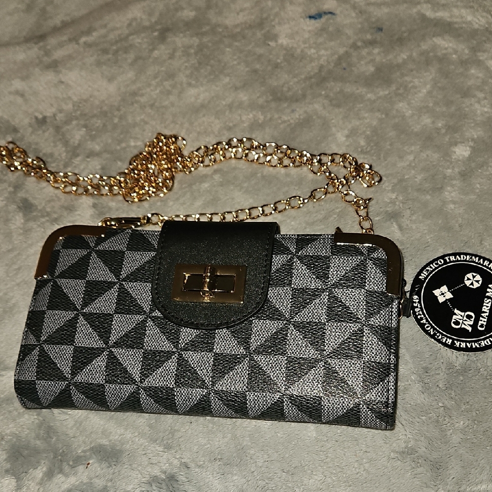 Charisma Black and Gold Geometric Clutch